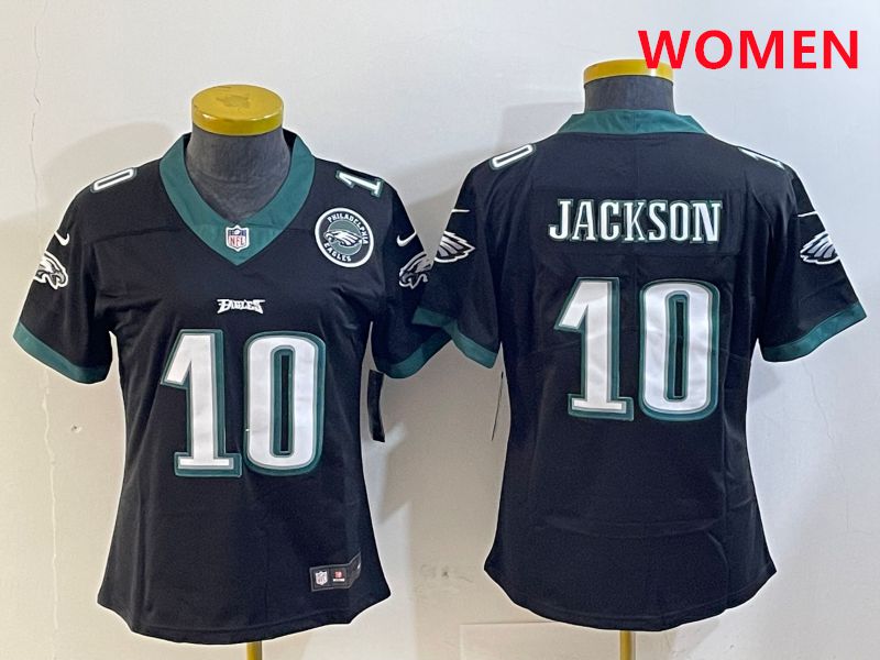 Women Philadelphia Eagles 10 Jackson Black Second generations 2025 Nike Vapor Limited NFL Jersey style 5